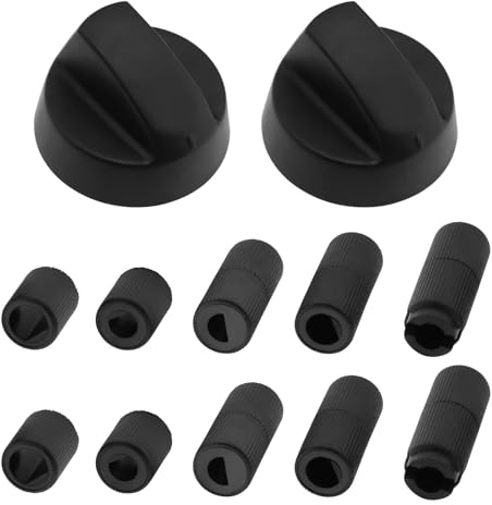 LT Easiyl 2 Sets Universal Plastic Control Knobs Dial Switch Multi Cooker Replacement for Air Fryer Mini Oven Stove Grill with Adapter Knob Switch, Black