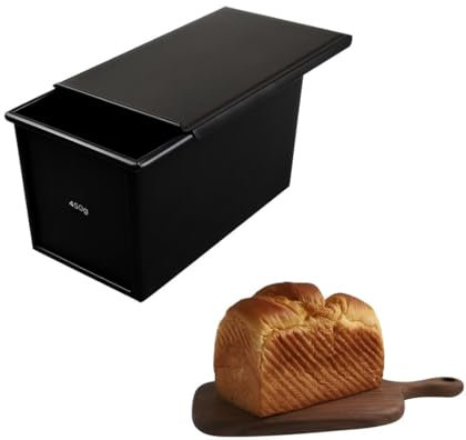 EHIOG Molde para Pan con Tapa Deslizante, Molde Rectangular de Aluminio Antiadherente para Horno, Capacidad 450g, Ideal para Pan Casero, Bizcochos, Tostadas y Repostería
