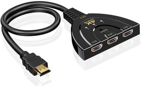 XINFULI Conmutador de Video Interruptor Compatible con HMI KVM Splitter 4K 2K 3D 3 entradas 1 Salida Mini 3 Puertos conmutador de vídeo Hub 1080P for DVD HDTV PS4 Transmisión rápida y Estable