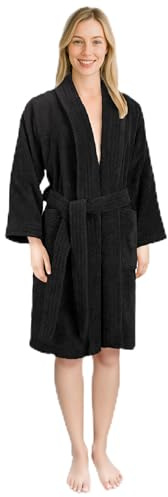 Hammetex Damen Bademantel 100% Baumwolle – 380 g/m² Weicher Frottee Bademantel mit Taschen für Zuhause & Sauna – Saugfähig & Hautfreundlich