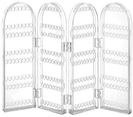 Jadin Organizador Joyas, Organizador Pendientes, Colgador Collares, Soporte de Exhibición de Joyería, Soporte Plegable para Collares de Acrílico, Capacidad para 120 pares de Aretes o 32 Collares
