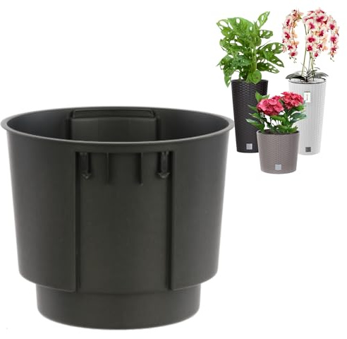 Austauschbarer Einsatz Topfeinsatz Blumeneinsatz Rund Topf Schwarz Ø23 cm H 20 cm 7,5 L mit Griffen für den Prosperplast H-Topf 22,5 cm und H 47,5 cm- für den Außen und Innenbereich, Hydratationsregul