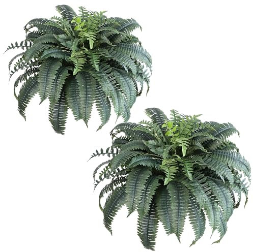 HN HOLD NATURE Helechos artificiales de 48 pulgadas para exteriores, helechos grandes de Boston, plantas artificiales, 88 ramas, helechos colgantes falsos para decoración del hogar (2 piezas)