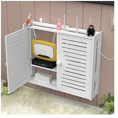 WiFi Router Storage Box Wall Hanging Router Fences WiFi Wall Shelf with Foamboard Cover Large Multimedia Decorative Organizer