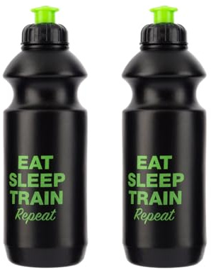 HOMESHOPA Squeeze Sports Plastic Water Bottle, 2 Pack Black Non-Toxic Pull Top Wide Mouth Opener, Durable Leak Proof Drinking Bottle For Running, Gym, Fitness, Yoga, Outdoors and Camping