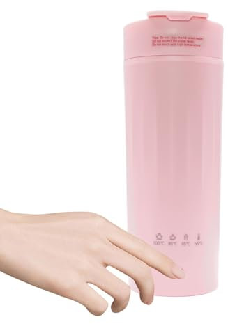RjcdOPL Mini Bouilloire Electrique Portable de Voyage 475 ml, 4 Niveaux de Température Réglable, Ébullition rapide en 5 minutes, Pour café, lait, Thé (Rose)