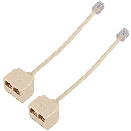 Kznifmk 2X RJ11 6P4C Enchufe de 2 vias para Adaptador de Divisor de de Conector de telefono