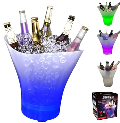 Seau à glace LED avec haut-parleur Bluetooth, grand seau à glace éclairé pour fêtes, boites à champagne avec haut-parleur, accessoires de bar pour la maison portable