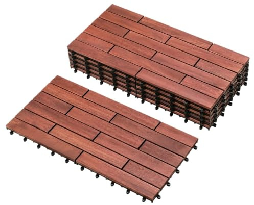 UBOHUZ Dalles De Terrasse en Composite Lot de 6 Dalles de terrasse Composites imperméables for extérieur, Toutes Saisons, Marron