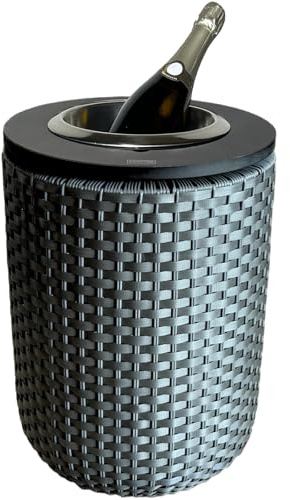 COOTAB COOLER TABLE Beistelltisch London mit Kühlfunktion & integriertem Edelstahl-Getränkekühler |3-in-1 Outdoor Design Tisch für Garten & Balkon | wetterfest & UV-beständig | anthrazit/schwarz