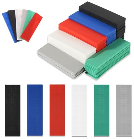 Cales en Plastique, 150 Pièces Jeu de Cales Polyvalentes en Plastique, 100 x 28 mm 1 à 6 mm Cale de Vitrage de Fenêtre, Entretoises Cale pour Carrelage, Pour Meubles, Table, Chair, Cabinet(Coloré)