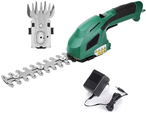 FHRKA Cortasetos de 7.2 V Tijera de césped, Cortadora de arbustos eléctrica/Cortadora de césped pequeña Cortasetos Inalámbricos con 2 Cuchillas Intercambiables