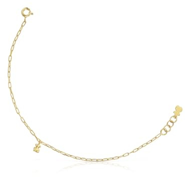 TOUS Pulsera Cadena para Mujer con Baño de Oro 18 Kt sobre Plata de Primera Ley y Anillas Ovales, Colección Bold Bear