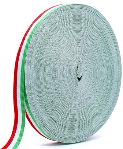 ZHIYUQL® 50M Tricolor Geschenkband 15MM Schleifenband Italien-Deko | Geschenkband Italienische Farben, Geschenkbänder Polyester Medaillenband, für Geschenkverpackungen Party Urlaub Dekoration