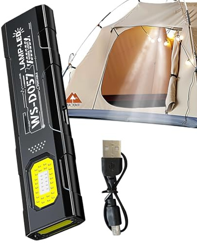 Genérico Linterna Magnética Pequeña | Linterna Eléctrica Recargable USB 5 Modos | Luz LED 800mAh Para Automóvil Con Pinza | Para Taller De Autos Reparación Y Obra