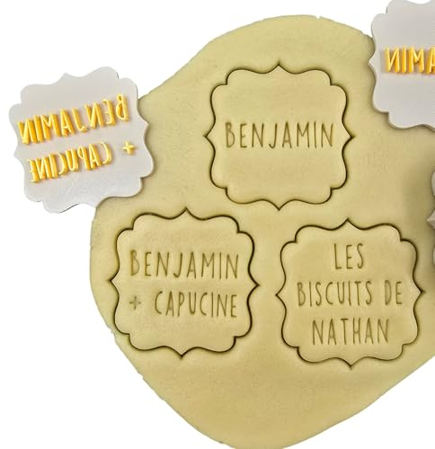 3DKOUPE - Emporte-pièce stylisé à poussoir pour biscuits – PivoFix® personnalisable avec plaques interchangeables – Fabriqué en France (Plaque seule - 1 à 3 lignes)