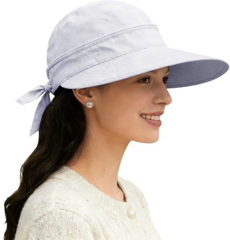 ADUDVLO Sun Hats for Women UK, Stylish UPF 50+ 2-in-1 Detachable Top & Adjustable Visor, Foldable Packable Wide Brim Beach Hat for Travel & Outdoor