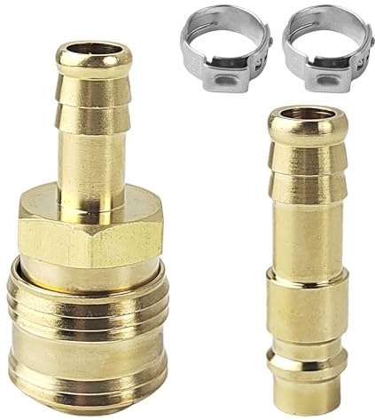 Kit de Raccord Rapide Air Comprimé en Laiton 1/2, Raccord Pneumatique pour Tuyau de Compresseur d'Air pour Raccord Tuyau d'Arrosage, Accessoire pour Compresseur à Air avec 2 Colliers