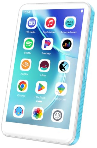 SWOFY Lettore MP3 da 32GB con Bluetooth e WiFi, D08 Lettore MP3 Android 13, Touchscreen da 4 pollici, Bluetooth, WiFi, supporta Spotify, Audible, Play Store e Radio FM, Espansione fino a 1TB