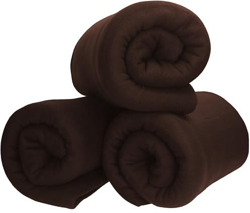 Betz Fleecedecke 3 Stück 130x170 cm 180g/m² – Weiche Wohndecke & Kuscheldecke – Flauschige Sofadecke als Tagesdecke – Leicht, wärmend & pflegeleicht – Farbe braun