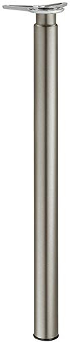 Gedotec Möbelfuß Silber RAL 9006 Tischbein höhen-verstellbar +180 mm Tischfuß Metall - Modell H1730 | Verstellfuß Höhe 700-880 mm | Rohr-Ø 60 mm | 1 Stück - Teleskopfuß inkl. Befestigungsmaterial