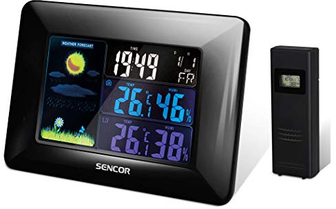 SENCOR SWS 4250 Weather Station Weather Forecast Symbols Digital Time Date and Day of the Week Colour LCD Display Black