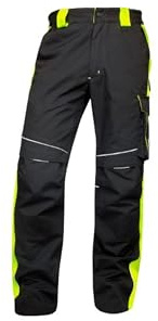 K & G seit 1948 Profi Arbeitshose Herrenhose Berufshose AH640 SCHWARZ/GELB NEON Schutzhose Sicherheitshose KombihoseHose Herren (50)