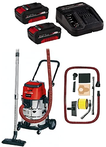 Einhell Aspirateur eau et poussière sans fil TE-VC 36/30 Li S-Solo - Power X-Change (Cuve 30L, 2 vitesses (ECO/BOOST), Raccord pour soufflerie) avec Chargeur et 2 Batteries 3,0Ah