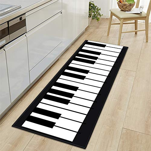 Morbuy Fußmatte Innenbereich und Aussenbereich, Flanell Flur Teppich Wohnzimmer rutschfest und Waschbar Praktische Fußabtreter (40x120cm,Klaviertasten)