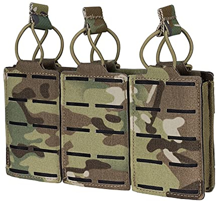 IDOGEAR Pochette magnétique Tripler Tactique à Dessus Ouvert Pochettes de Magazines Triple Molle pour Magazines de M4 M14 M16 AR-15 5.56MM (Camo)