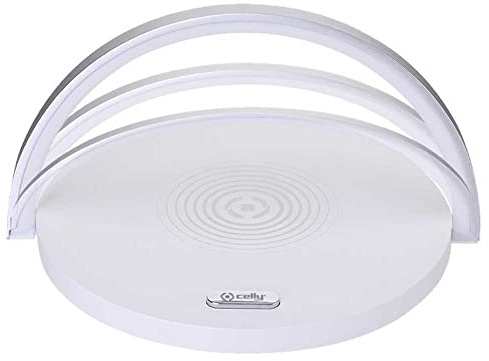 Celly, LED-Lampe mit integriertem kabellosen Ladegerät, 15 W, Ladestation für Handys mit modernem und minimalistischem Design, kompatibel mit Smartphones und Tablets