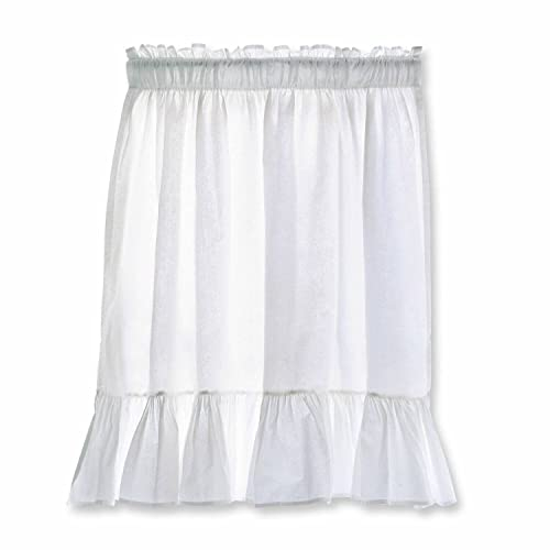 Loberon Scheibengardine Tomé - Romantischer Flair, 100% Baumwolle, Rüschenakzent, 70x45 cm, weiß