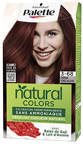 Schwarzkopf Palette Natural Colors, Coloration Crème Permanente Cheveux, Résultat Couleur Naturelle, Cheveux Intensément Nourris, Sans Ammoniac, Châtain Foncé Acajou 3-68, 1 Unité