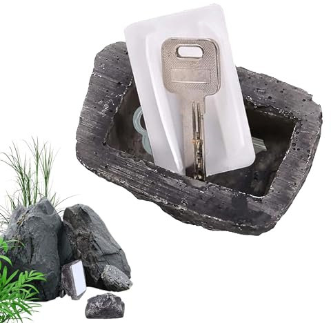 MEKEET Safe Rock 1Pcs Outside Waterproof Key Hider for Garden, Hide-A-Key Fake Stone Holder Safely Storing Your Spare Keys for Outdoor Use, Geocaching, Yard