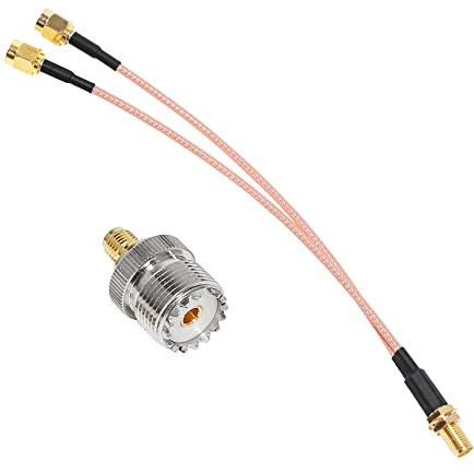 Anina SMA Female to Dual SMA Male Y Splitter Coaxial Extension Cable with SMA Female to UHF Female SO239 Low-Loss Antenna Adapter for 3G 4G 5G LTE ADS-B Ham GPS WiFi RF Radio (Not for TV)