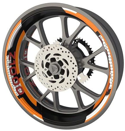 Felgenband für Motorrad Kawasaki Z1000 Premium Qualität (Aufkleber für 2 Räder) (Orange)