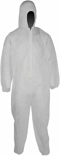 Buystarget Protective Suit Coveralls White Hood Boiler Painters Zip Overalls Disposable