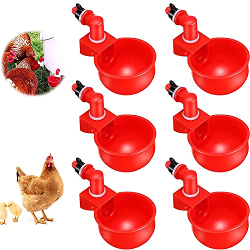 RZXBB 6 Stück Automatische Geflügeltränke,Hühnertränken,DIY Hühnerwasserbecher,Kunststoff Chicken Cups,Wasserspender Hühner,Futterautomat Hühner für Geflügel wie Hühner Enten Gänse Truthähne