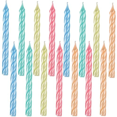 Pastel Pearlized Spiral Candles - 3.25 | Assorted Color | Pack of 12