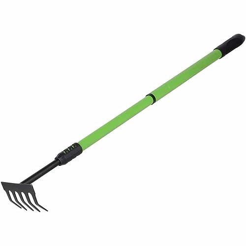 Vetrineinrete® Rastrello da Giardino da 5 Denti curvi con Manico telescopico allungabile Regolabile richiudibile Estensibile da 53 a 80 cm attrezzo utensile da Giardinaggio per orto aiuola