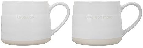 Mikasa Tasses en grès Farmhouse avec message d'amour, 2 pièces pour le thé, le café et le chocolat chaud, 380ml - Emballage cadeau, lavable au lave-vaisselle et au micro-ondes