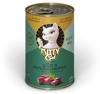 KITTY Cat Paté Wild & Corazones de Aves de Corral, 6 x 400 g, Comida húmeda para Gatos, sin Cereales, con taurina, Aceite de salmón y mejillón de Labios Verdes, pienso Completo con Alto Porcentaje de