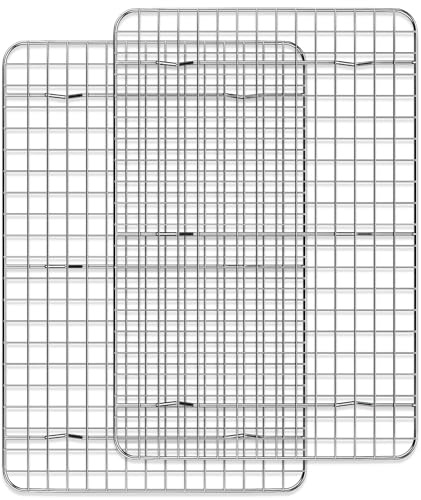 Cooling Rack for Baking 2-Pack, 15 x 10 Inches Baking Rack, Stainless Steel Wire Cookie Rack Fits Jelly Roll Sheet Pan, Oven Safe for Cooking, Roasting, Grilling