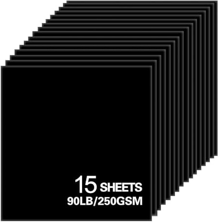 15 Blatt schwarzes Kartonpapier, 30,5 x 30,5 cm, Karton für Cricut, dickes Konstruktionspapier für Kartenherstellung, Scrapbooking, Basteln, 40,8 kg/250 g/m² (schwarz)