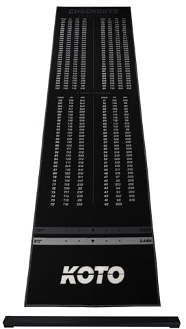 KOTO - Oche Carpet Checkout Dartmatte Grau 285 x 80 cm + Oche Inkl. Score Indikator, rutschfeste Teppich Dartmatte, Professionelle Dartmatte, Schützt Boden und Darts