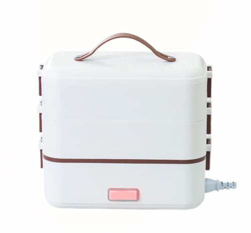 LANMOU Scaldavivande Elettrico Scatola per il Pranzo Riscaldata da 300W Scaldavivande Portatile Contenitore in Acciaio Inox 304, A Prova di Perdite e Spegnimento Automatico (3 Layer)