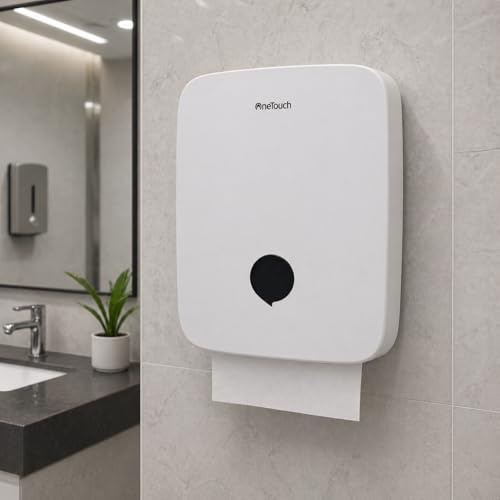 A406 White Wall Mounted Paper Towel Dispenser for V/Z Fold Towels, 400-600 Capacity