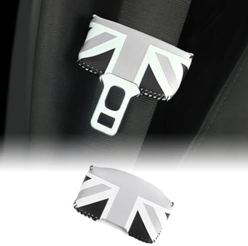 FDAIUN Clip per cintura di sicurezza in pelle per mini cooper F54 F55 F56 F57 F60 R55 R56 R60 R61 regolazione cintura di sicurezza automatica tracolla posizionatore accessori (1 grigio L)