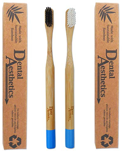 2 x Bamboo Toothbrushes ~ Hard Firm Bristles Smokers Stain Removal
