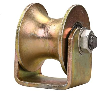 SANJIAOJIA Schwerlastrollen,Stahl U-Nut Rollenrad Umlenkrolle Hebekran Seilrolle Flaschenzüge,Stummlager,Für Wäscheleine,Flaschenzugsystem,Rolltore,Invertierte,1 Stück (100U Rille Breite 86mm)
